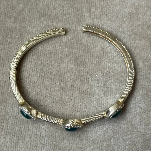 Judith Ripka Chalcedony & Chrome Diopside Gold Clad Sterling Bangle Cuff - Picture 4 of 16